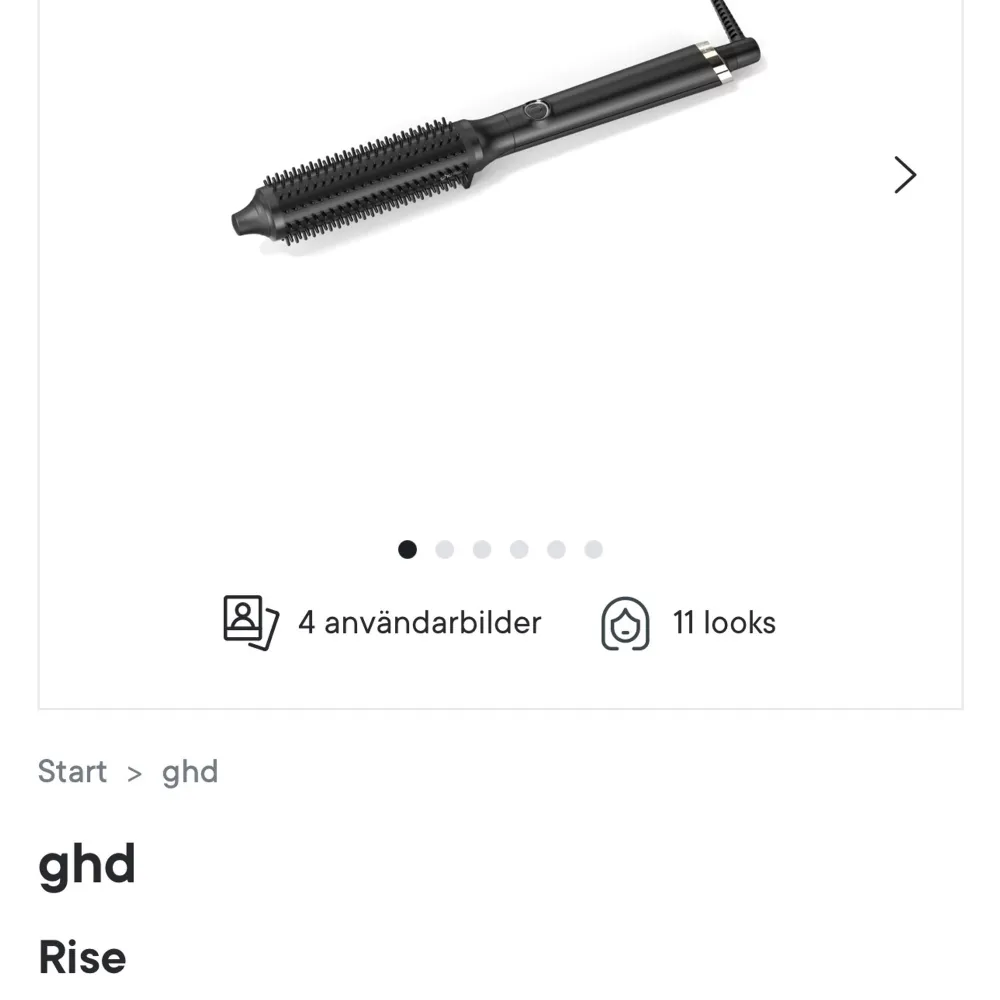 Säljer en ghd Rise, en fantastisk stylingborste som ger volym och glans till håret. Perfekt för att skapa mjuka lockar eller en snygg blowout-look. Den är svart och har en ergonomisk design för enkel användning. Perfekt för både vardag och fest!. Övrigt.