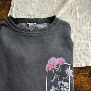 Graphic Tröja - Mörkgrå tjocktröja med snyggt tryck på bröstet samt hela ryggen.   Tröjan är i storlek XS men sitter mer som S med en baggy känsla.