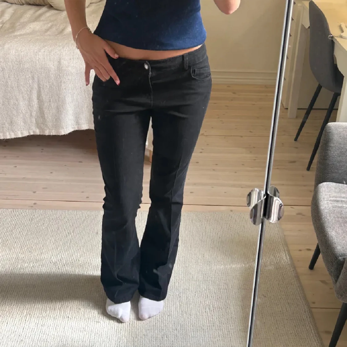 Svarta Lågmidjade bootcut jeans - 90