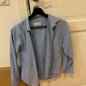Ljusblå skjorta från Zara - Säljer en stilren ljusblå skjorta från Zara. Skjortan har långa ärmar och klassisk krage, perfekt för en avslappnad men ändå uppklädd look. Tillverkad i ett mjukt och bekvämt material.