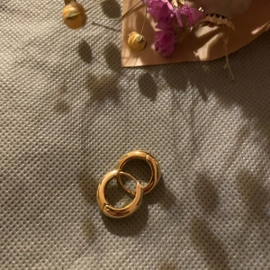 Guldpläterade örhängen i rostfritt stål - Snygga och stilrena guldpläterade örhängen i rostfritt stål. Perfekta för att ge en elegant touch till din look. De är små och runda, vilket gör dem lätta att bära till vardags eller vid speciella tillfällen.