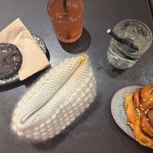 Clutch - Homemade clutch, can be made in diffrent colours too, the yarn is mohair and cotton and the fabric is liberty💕check my insta soegaard_studio