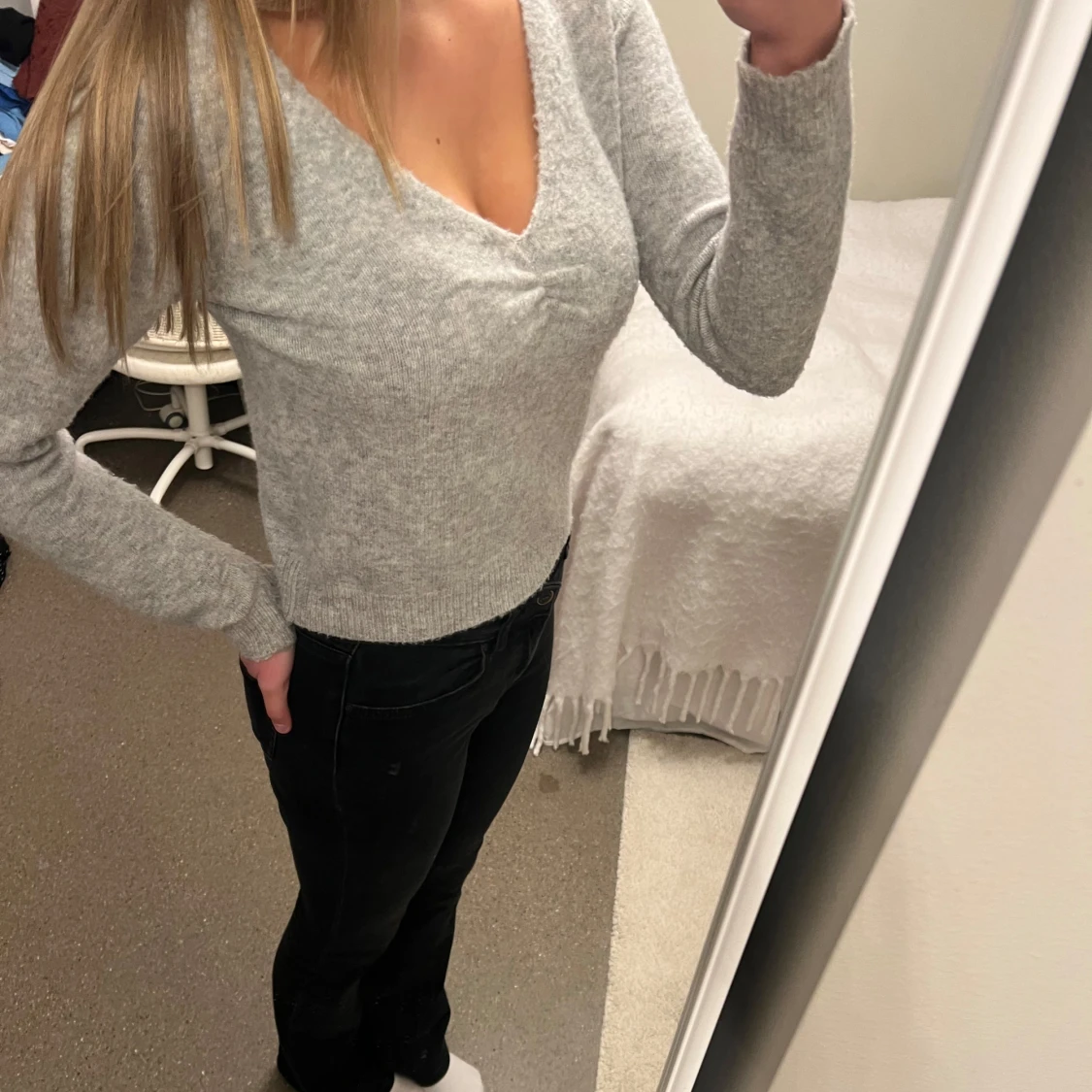 Grå stickad tröja - 92