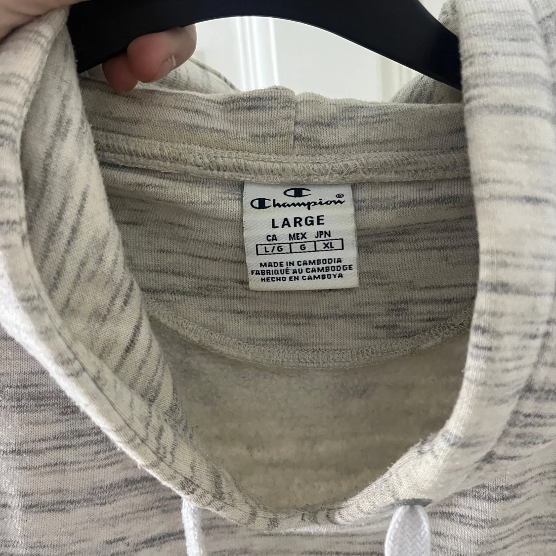 Gråmelerad hoodie från Champion