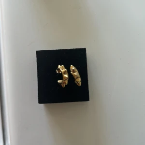 Guldörhängen med nitar - Säljer ett par coola guldörhängen med nitar. De är i form av små hoops och har en edgy design som verkligen sticker ut. Perfekta för att ge din outfit lite extra attityd!
