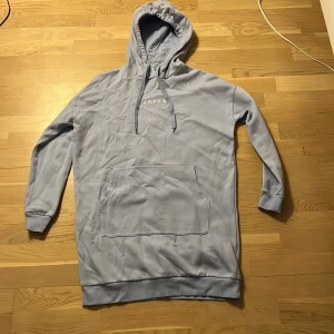 Ljusblå hoodie med koi-motiv från FB Sister - Säljer en ljusblå hoodie från FB Sister med ett stort koi-motiv och japansk text på ryggen. Hoodien har en känguruficka och justerbar huva med dragsko. 