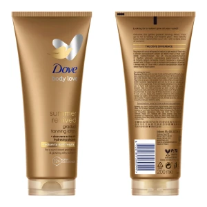 Dove Summer Revived Gradual Tanning Lotion - Dove Summer Revived Gradual Tanning Lotion med aloe vera-extrakt för medium till mörka hudtoner. Återfuktande formula som ger en solkysst glöd. Innehåller 200 ml och är PETA-certifierad.
