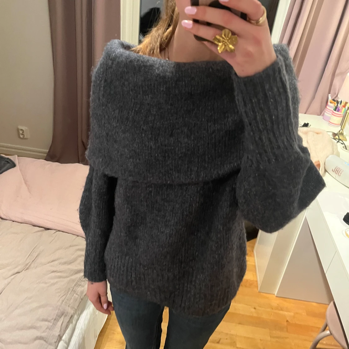 Mysig grå stickad tröja - 91