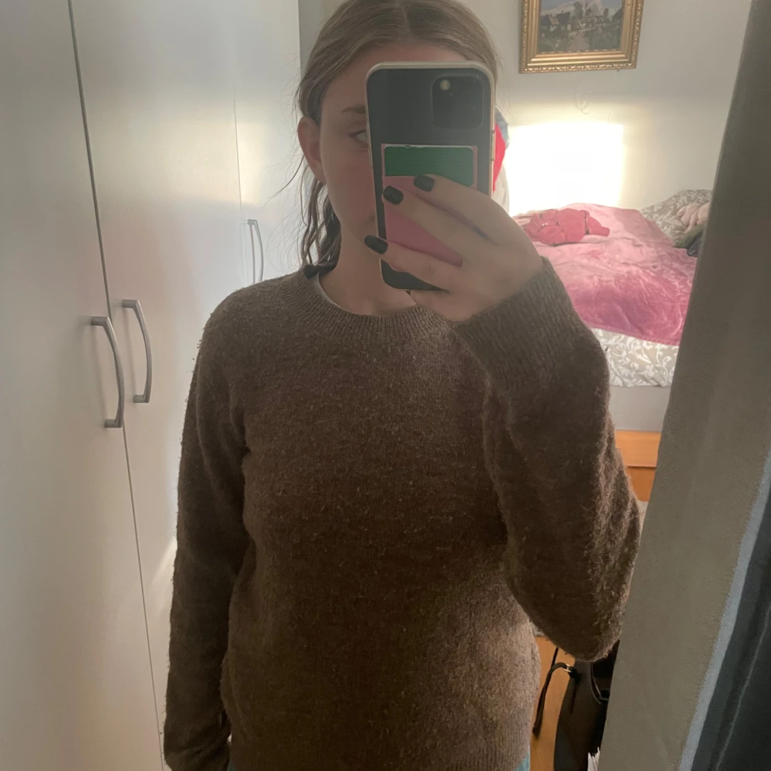 Brun stickad tröja - 90