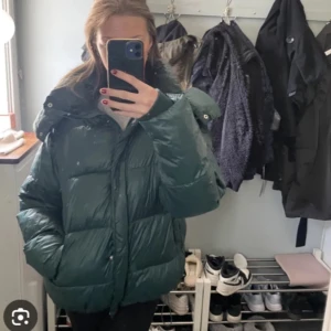Grön pufferjacka - Säljer denna sjukt snygga slutsålda gröna jackan från bikbok i mycket bra skick. Den är perfekt för kalla vinterdagar med sin tjocka vaddering och långa ärmar. Säljer för rimligt/billigt pris så jag vill bli av med den. Jag har jackan i storlek M så den är ganska oversized men funkar fortfarande. Säljer då jag har köpt en ny jacka. Första tre bilderna är lånade medans de två sista är mina😁❤️ 