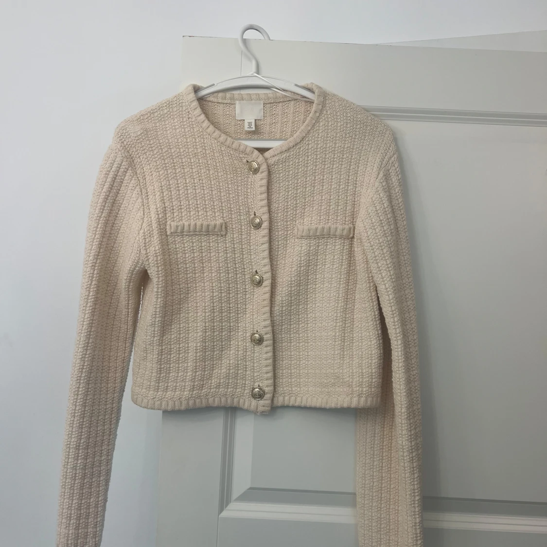 Beige stickad kavaj från H&M
