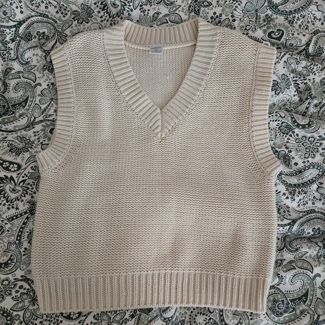 Cream stickad väst lindex - 1