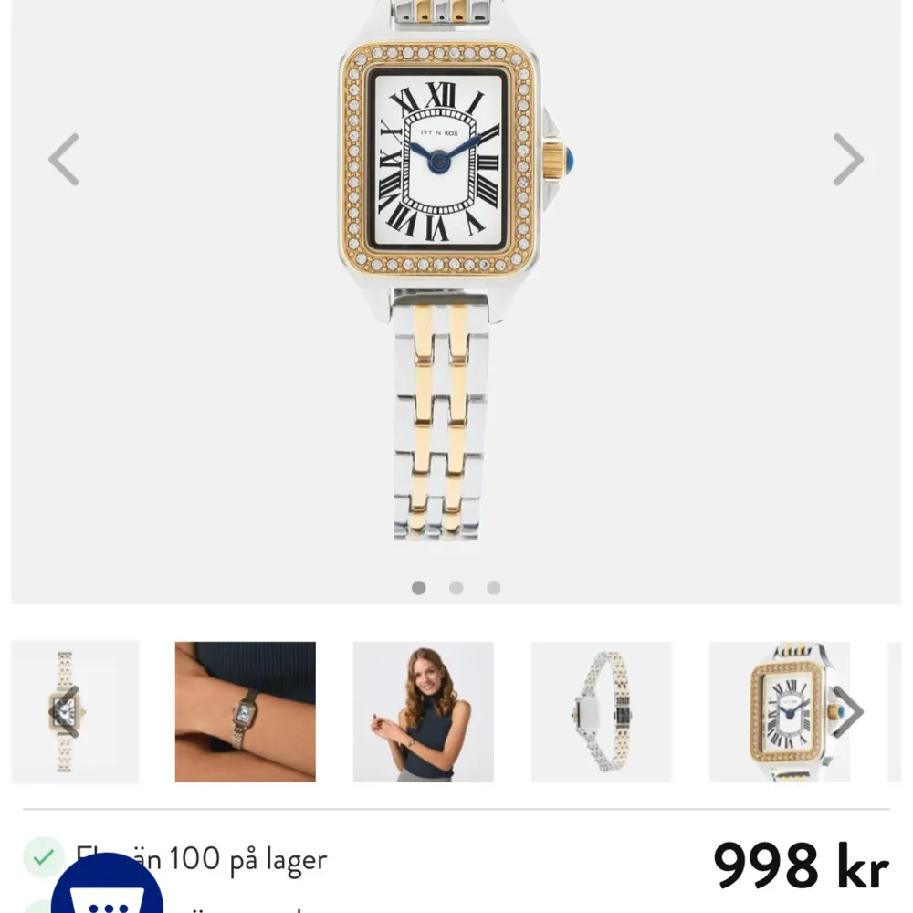 Säljer nu denna sååå fina klocka från Ivy N Rox som är i princip i nyskick!! Köptes för 998kr. En extra länk ingår,en man kan även gå till butik och justera den mindre osv!❤️ Bara att höra av dig om frågor🥰. Accessoarer.