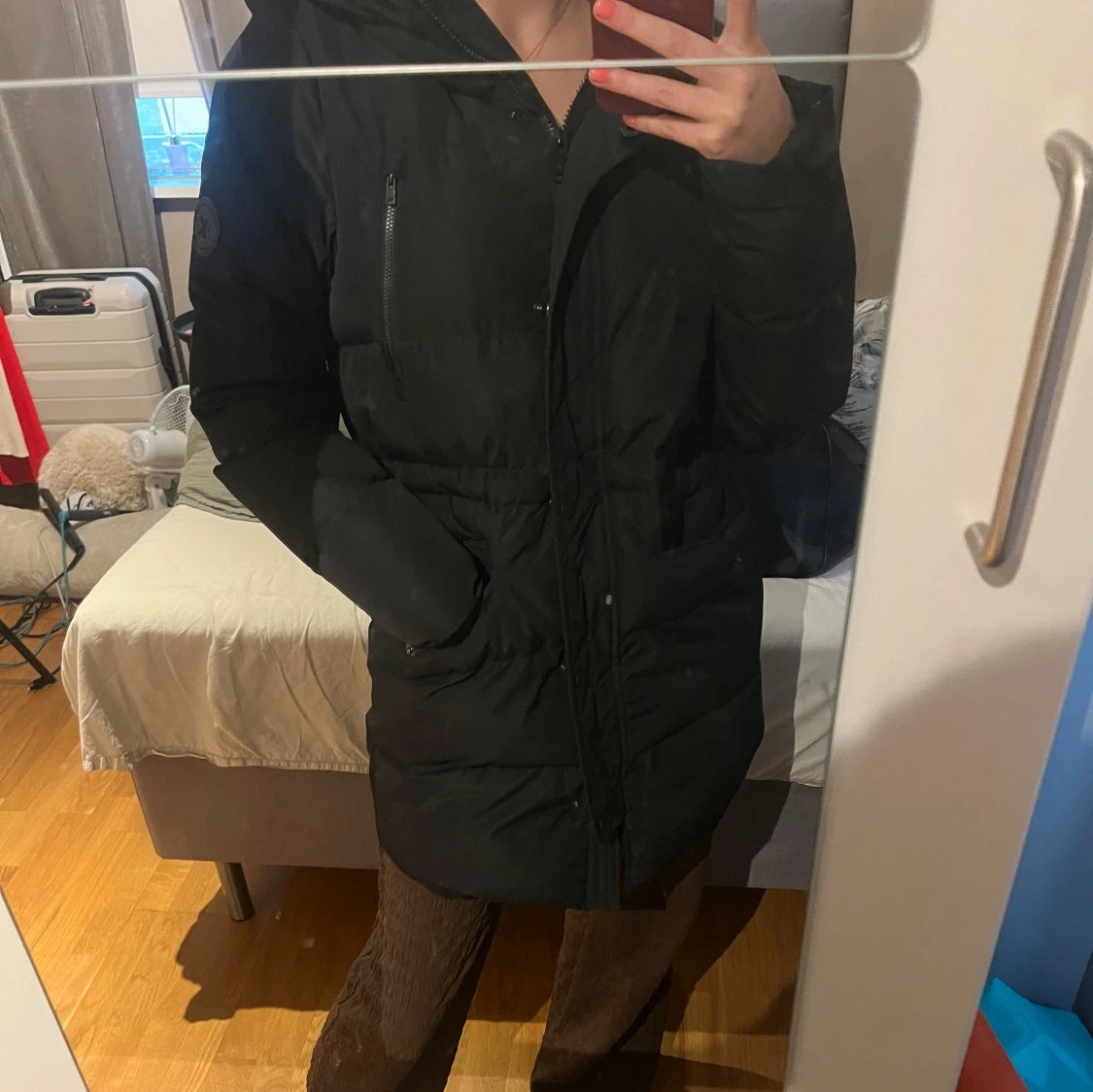 Svart lång dunjacka från Everest - 1