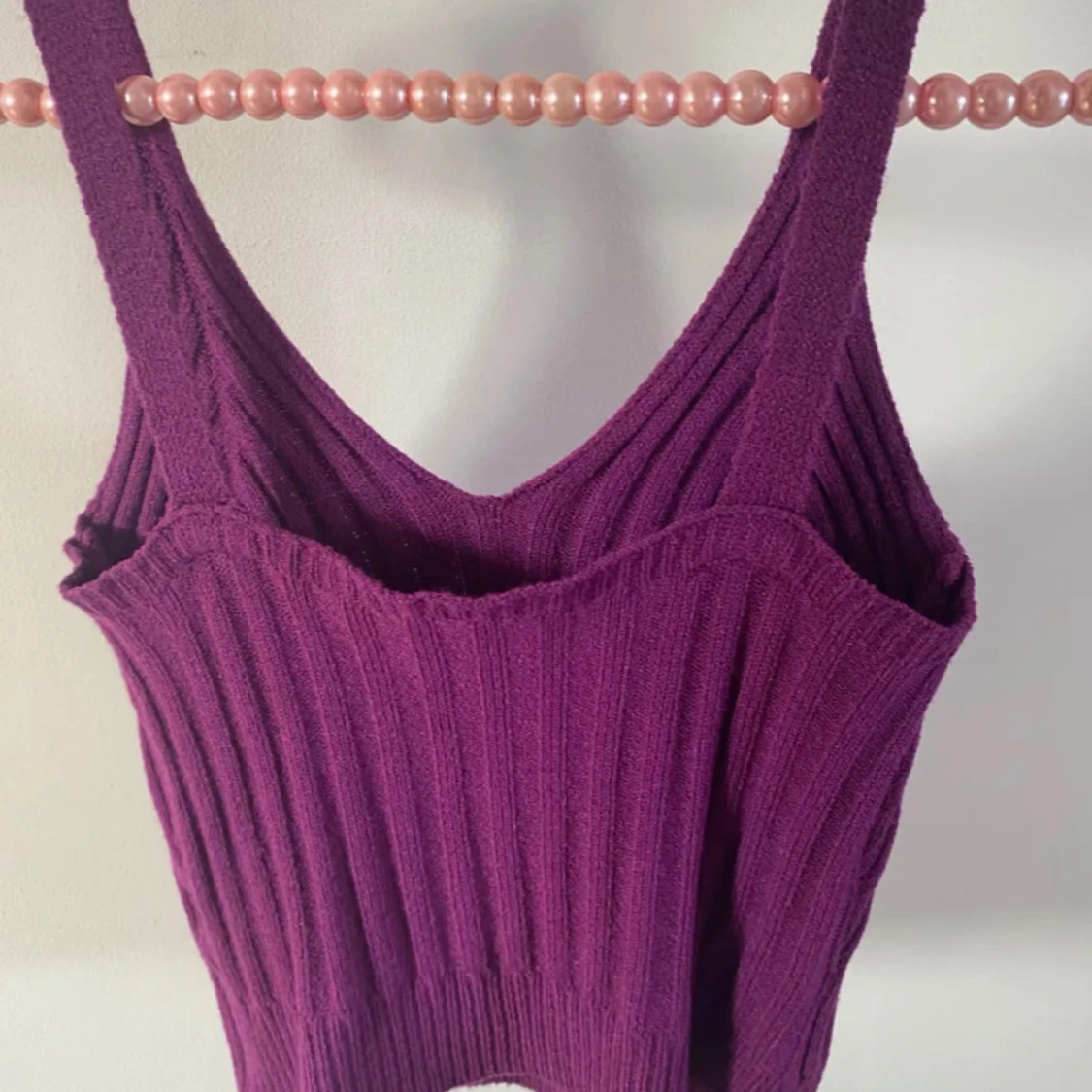 Lila ribbad croppad linnetopp - 3