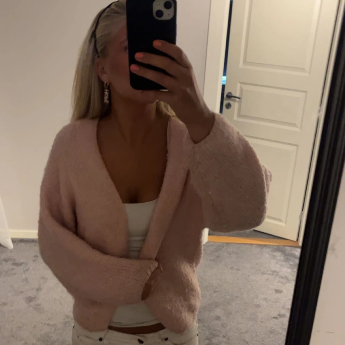 Ljusrosa stickad kofta från Lindex