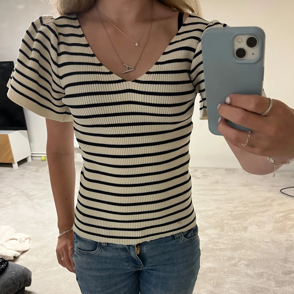 Randig ribbad topp från Vero Moda