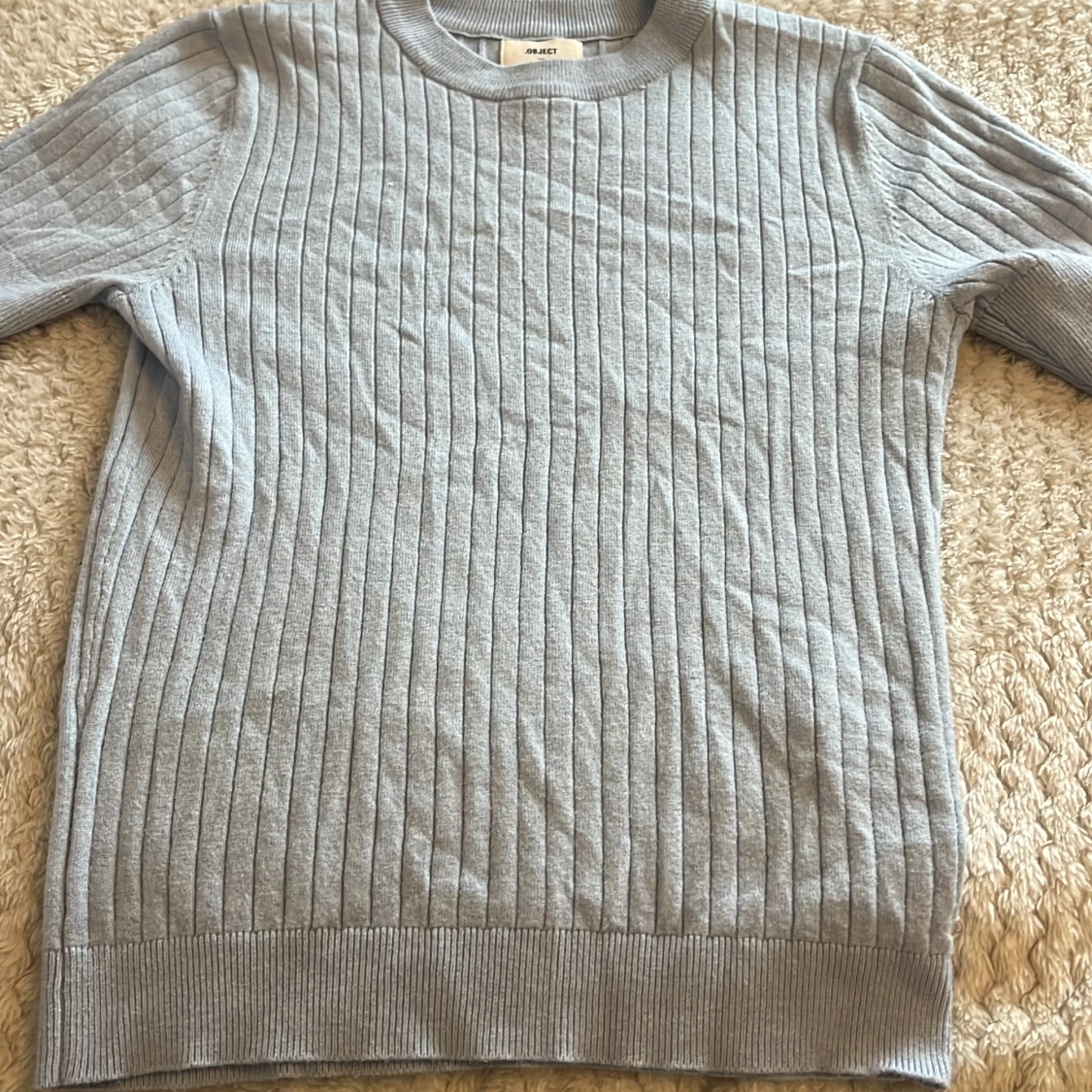 Ljusblå ribbad tröja från Object - 1
