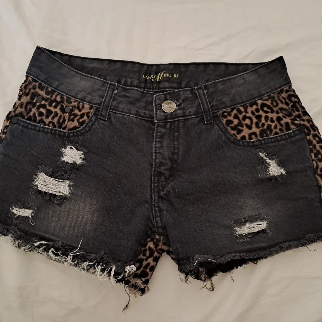 Leopard low waist jeansshorts 