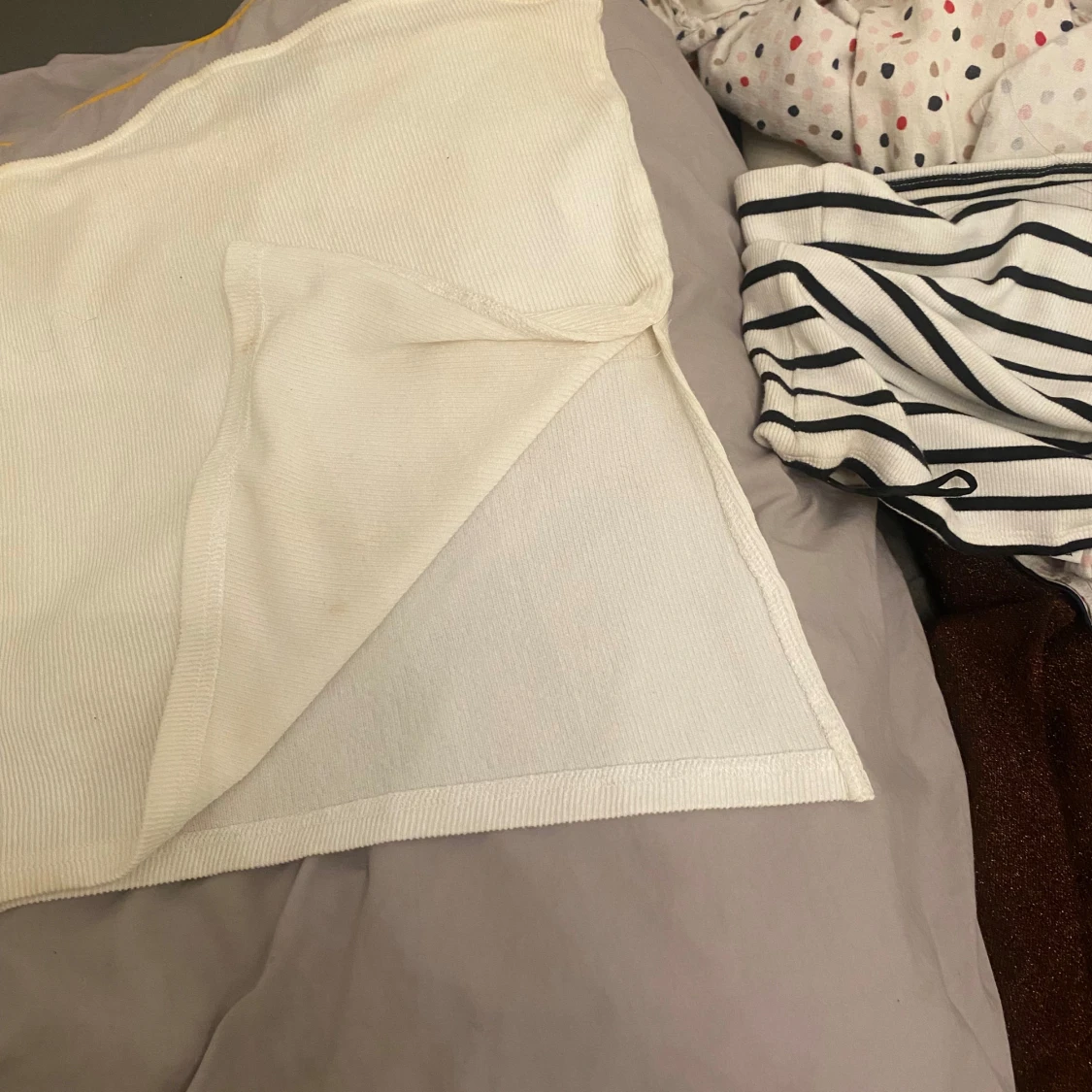 Vit ribbad tubtopp från Pieces - 1