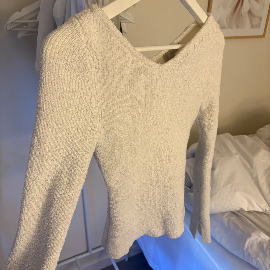 Vit stickad tröja från H&M XS