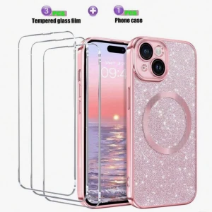 Glittrigt rosa mobilskal (iPhone13)🩷 - Snyggt rosa mobilskal med glittrig yta och MagSafe-ring, perfekt för dig som vill ha extra bling på mobilen. 