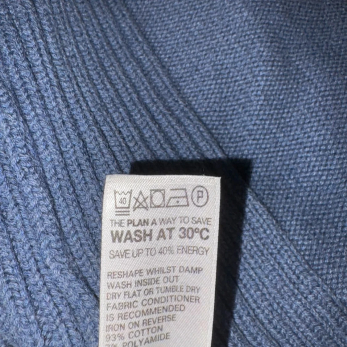 Blå ribbstickad kofta med dragkedja - 1