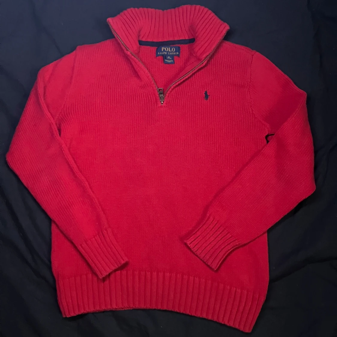 Röd stickad tröja med dragkedja från Polo Ralph Lauren