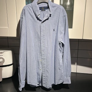 Blårutig skjorta från Ralph Lauren - Säljer en stilren blårutig skjorta från Ralph Lauren i storlek M. Skjortan har långa ärmar och knappar framtill. Den är tillverkad i ett bekvämt bomullsmaterial och har en klassisk krage. Perfekt för en snygg och avslappnad look.