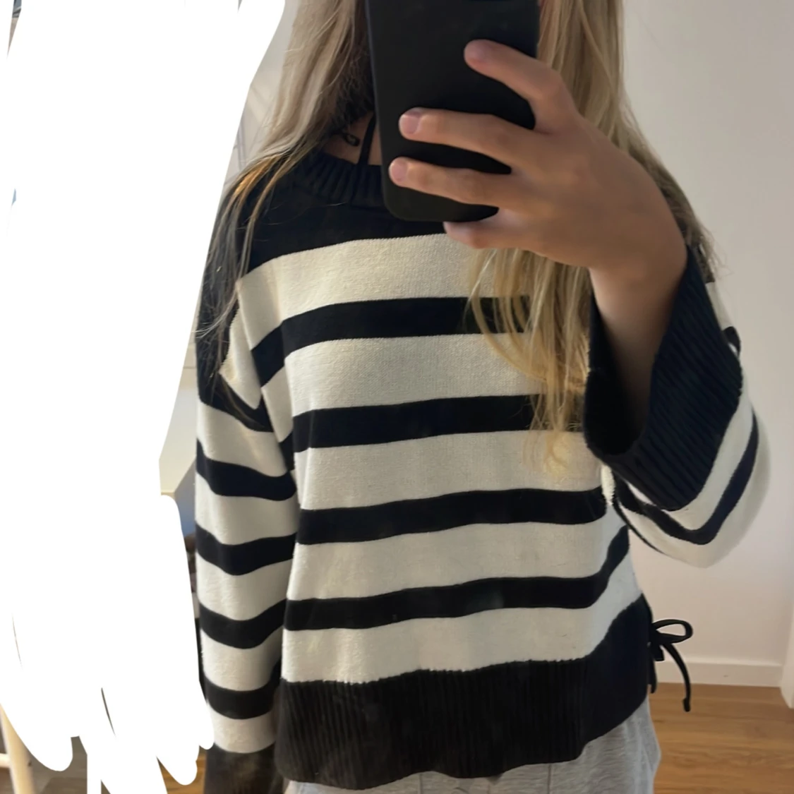 Randig svartvit stickad tröja Gina Tricot - 4