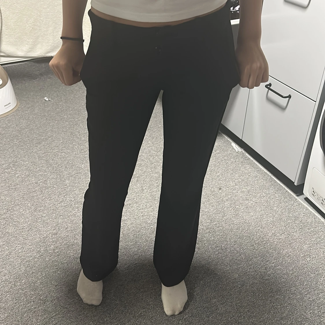 Svarta kostymbyxor med raka ben - 1