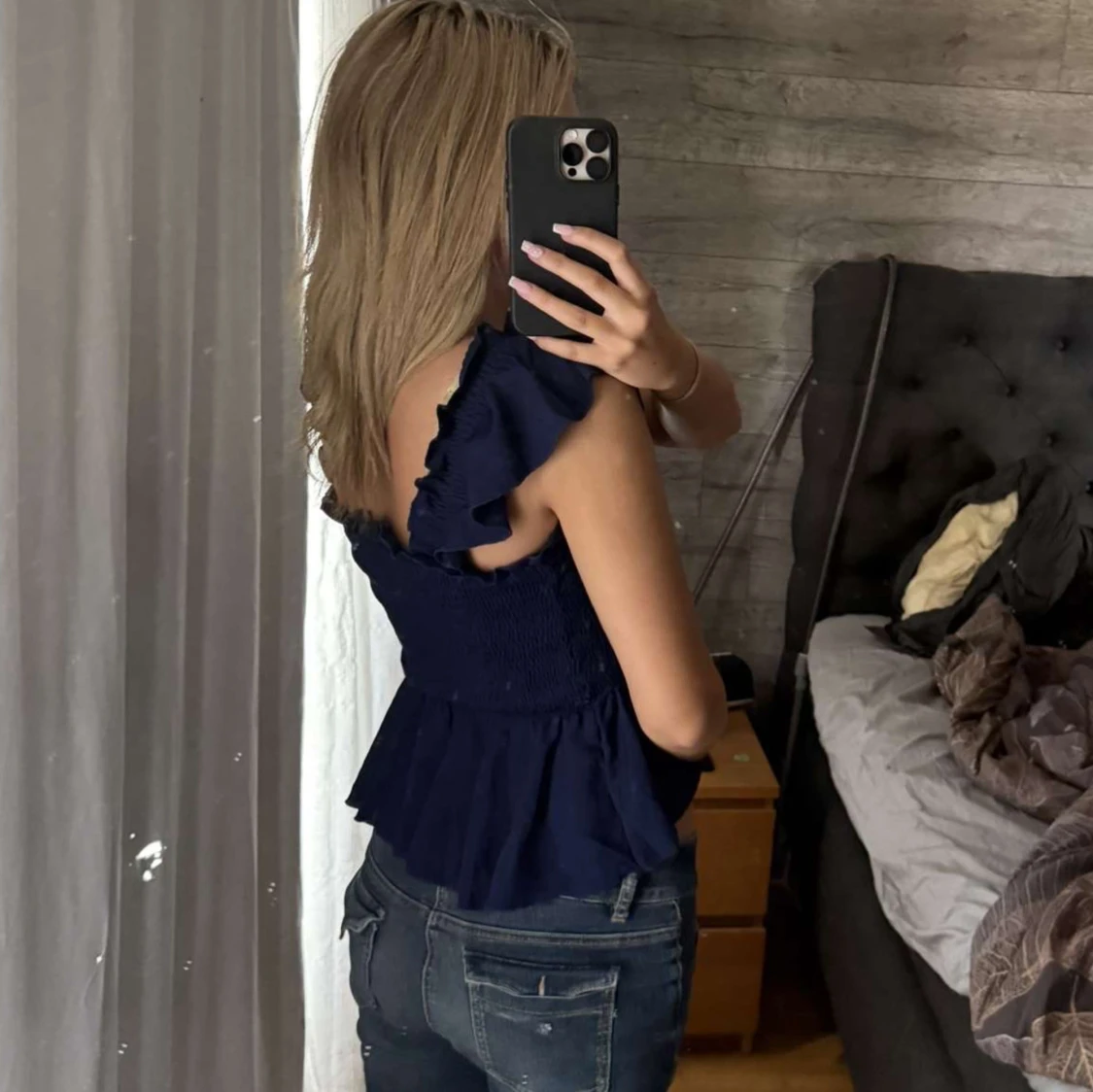 Marinblå volangblus💙 - 2