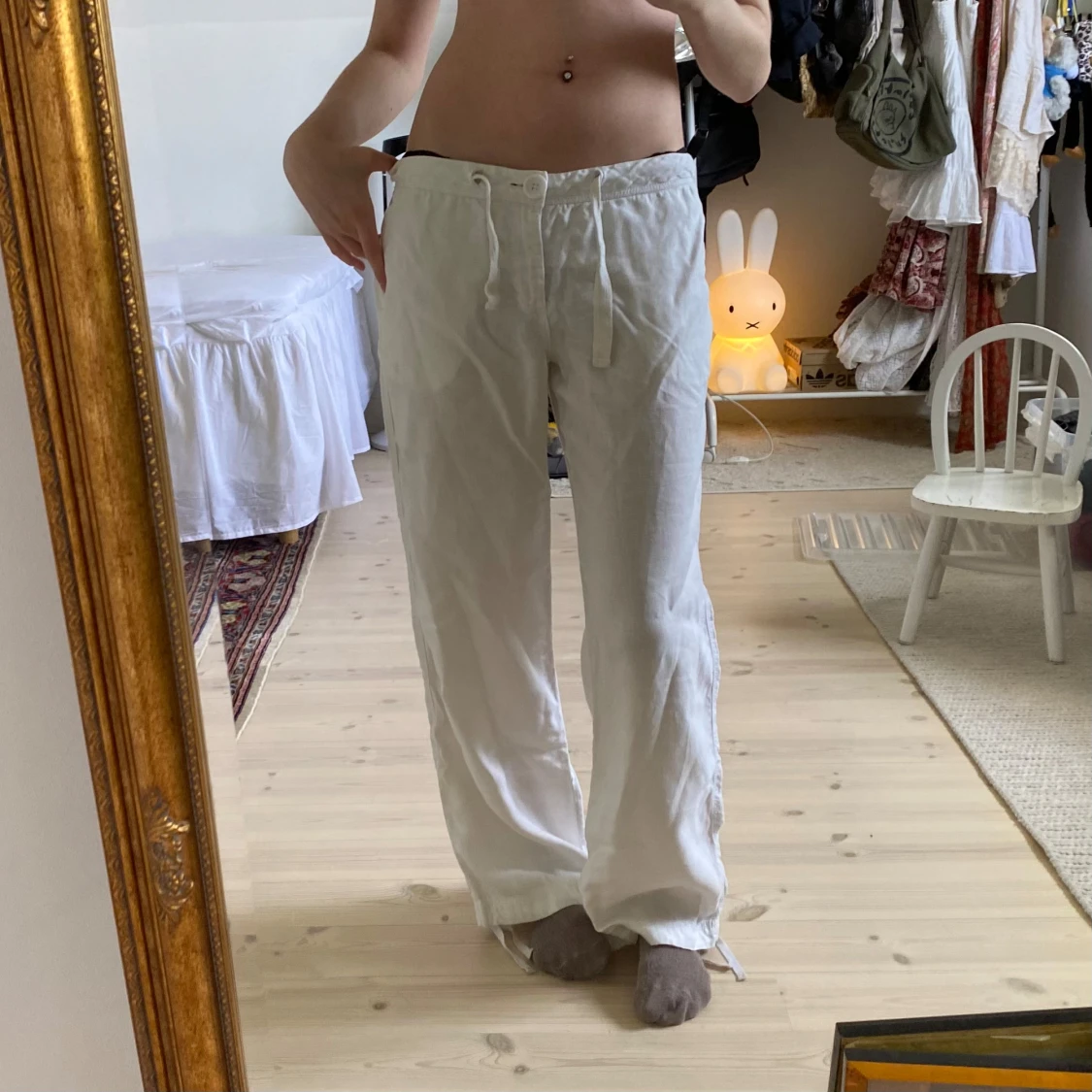 Vintage linnebyxor lågmidjade  - 2