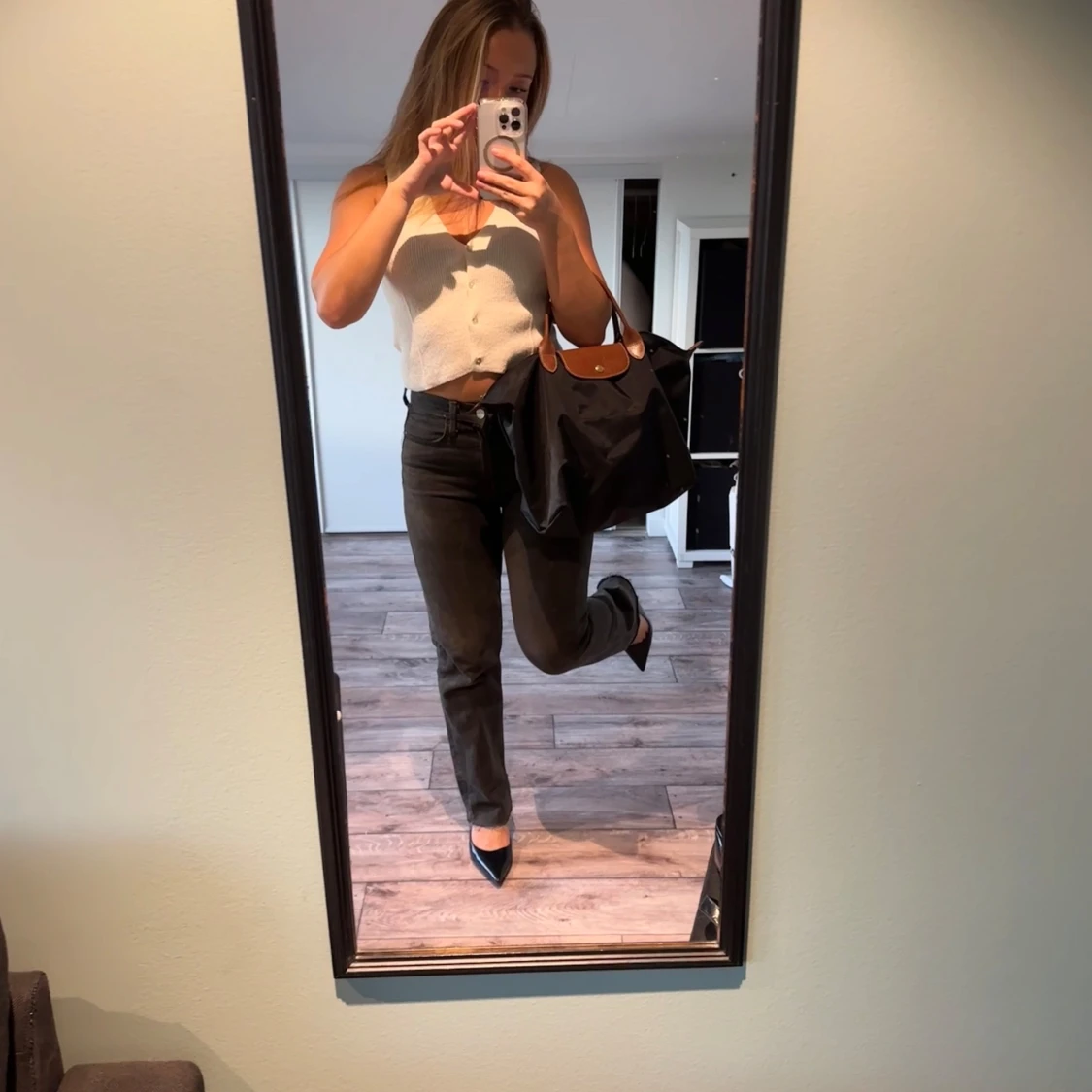 Mörkgrå raka jeans från Zara