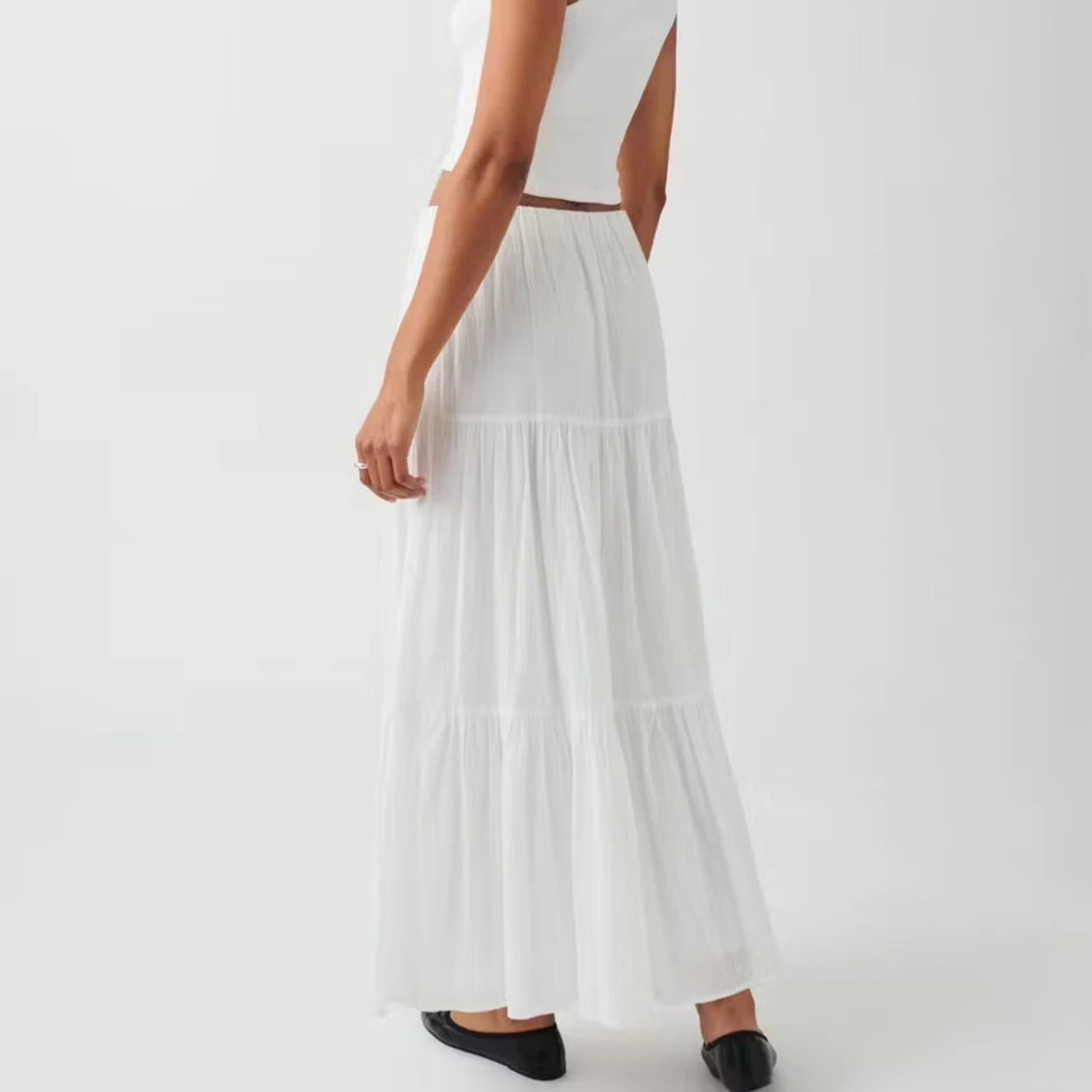 Vit långkjol i bomull - 1