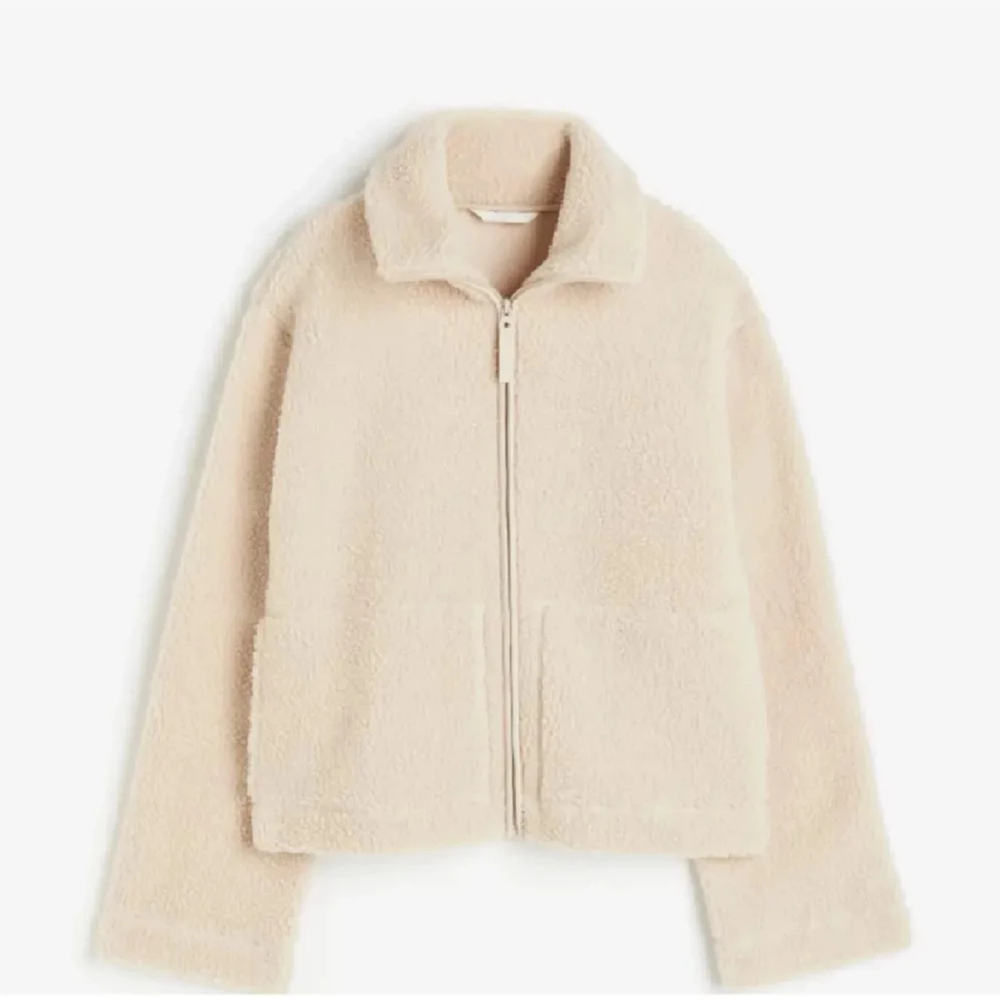 Beige teddyjacka med dragkedja