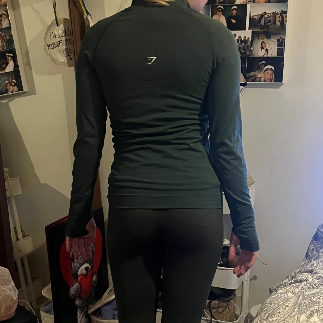 Mörkgrön träningströja med half zip Gymshark - 2