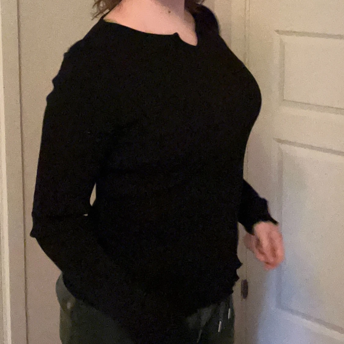 Svart ribbad långärmad tröja Lindex - 1