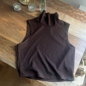 Brun ribbad polotopp från Monki - Säljer en brun ärmlös polotopp från Monki i ribbat material💋Perfekt att styla till både jeans och kjol!
