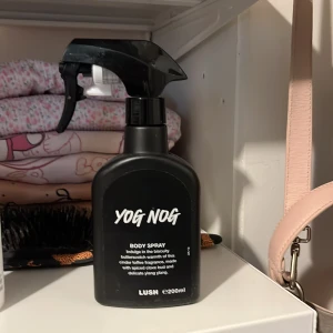 Yog Nog Body Spray från Lush helt ny oanvänd  - Yog Nog Body Spray från Lush i svart plastflaska med spraymunstycke. Doften är inspirerad av söt kola och kryddor, perfekt för dig som gillar varma och mysiga dofter. Flaskan rymmer 200 ml och har en modern, stilren design. oanvänd helt ny 