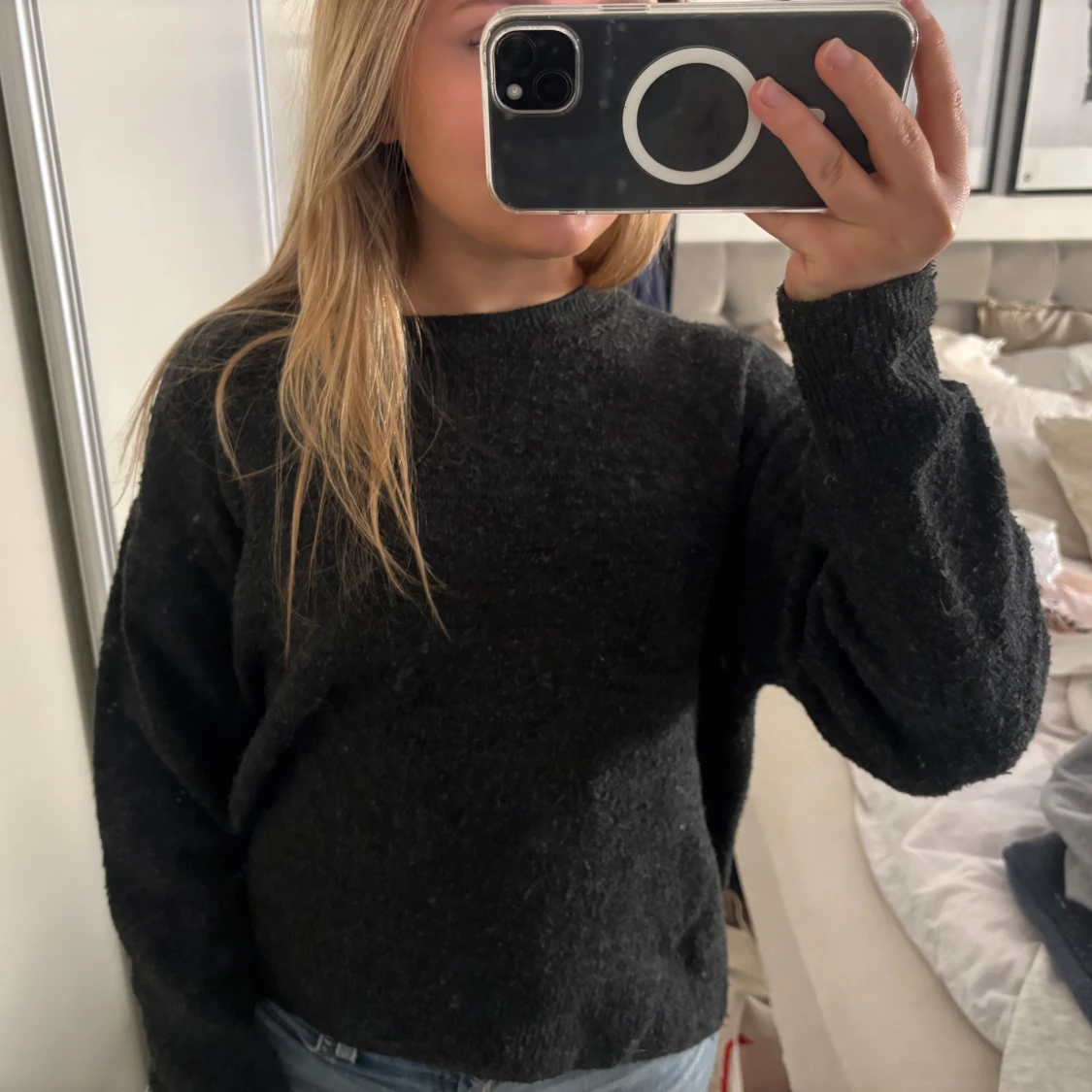 Mörkgrå stickad tröja - 1