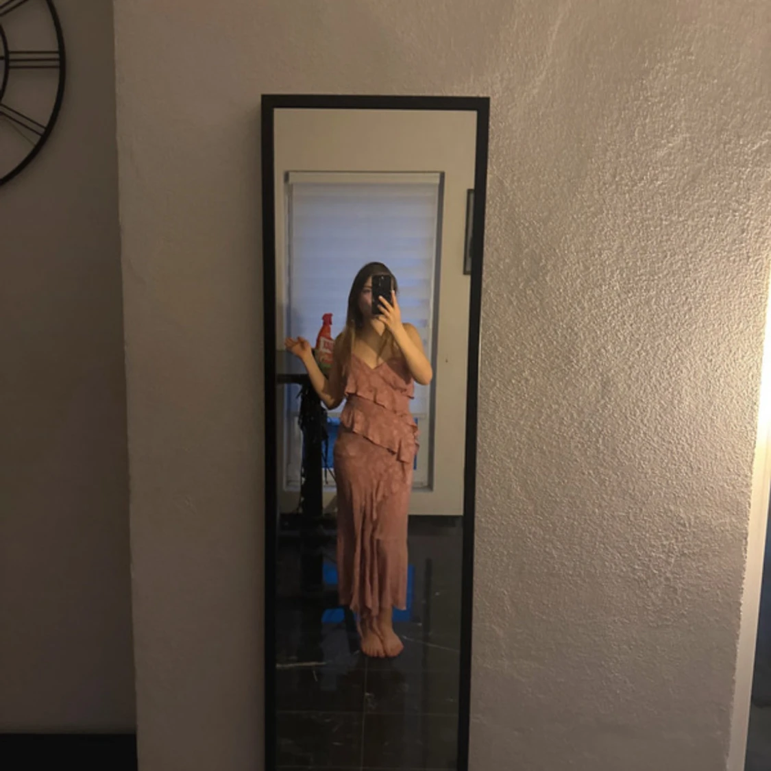 Rosa långklänning med volang från ZARA - 4