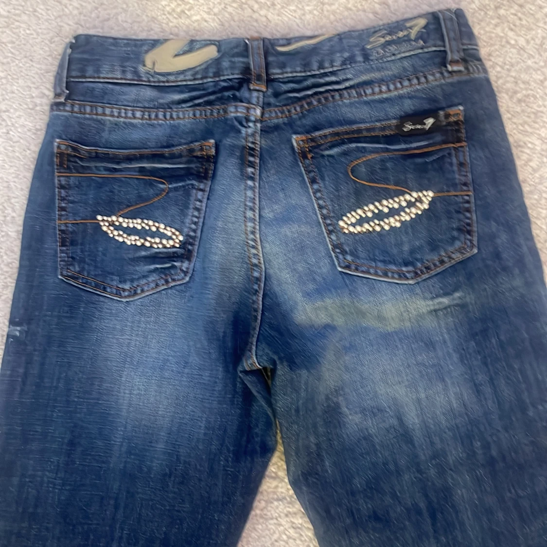 Blå jeansbyxor från Seven7 med strasstenar - 2