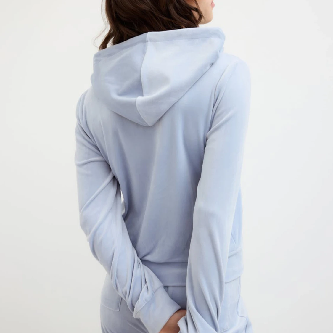 Ljusblå hoodie med dragkedja - 1