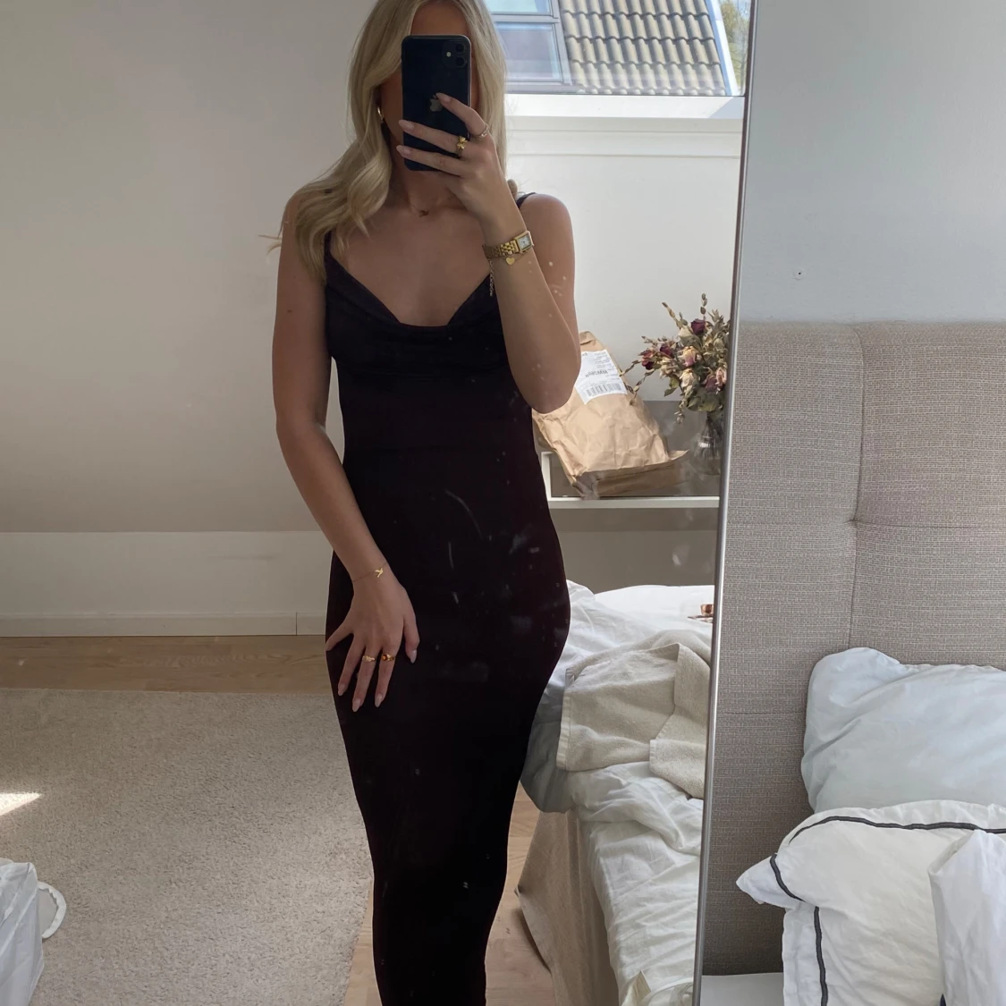 brun långklänning - 1