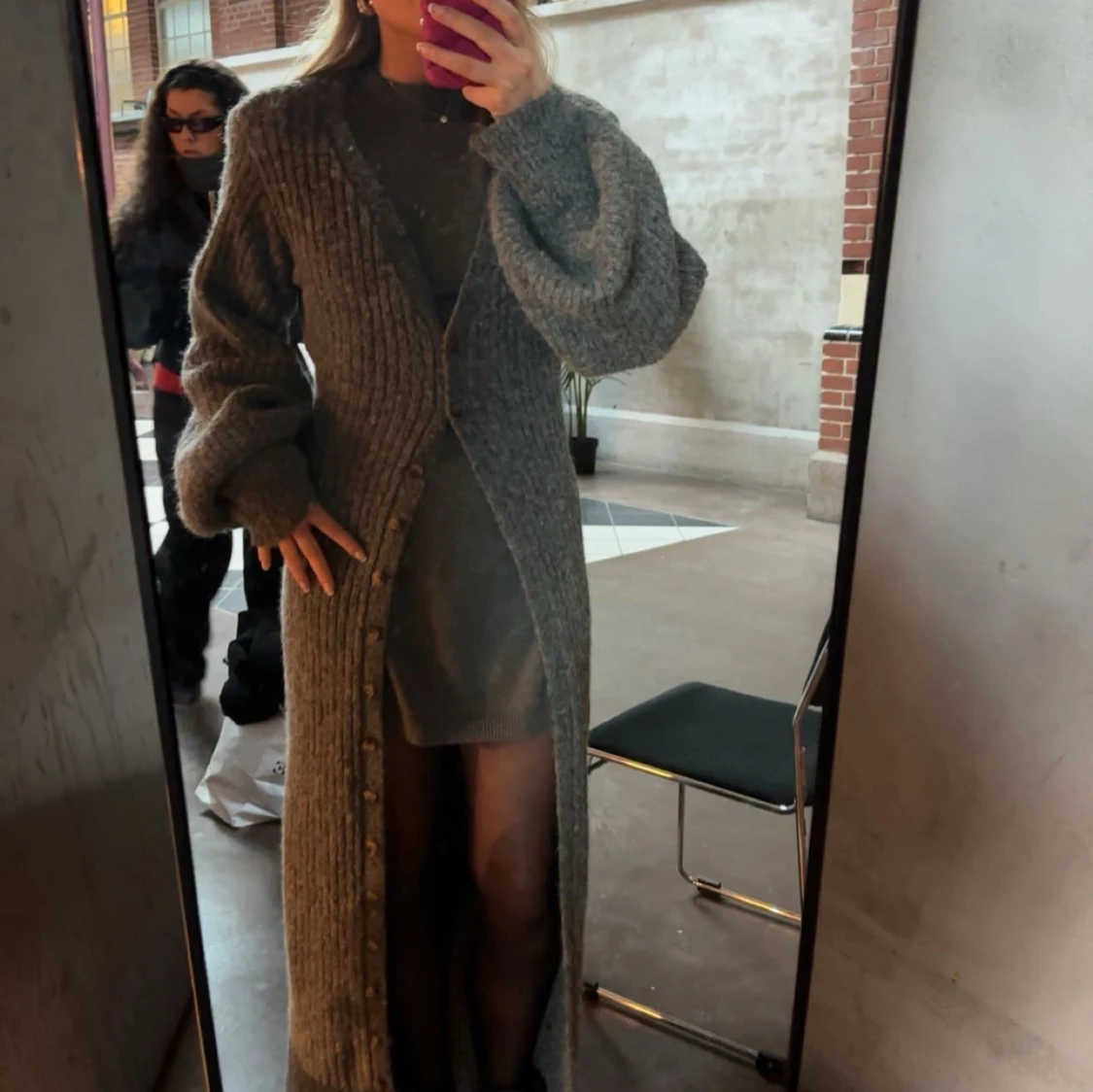 Grå lång klänning/kofta från ADOORE