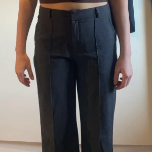 Gråa kostymbyxor från Madlady - Snygga svarta kostymbyxor från Madlady med hög midja och rak passform. Byxorna har en klassisk design med dragkedja och knapp framtill. Perfekta för en stilren look.