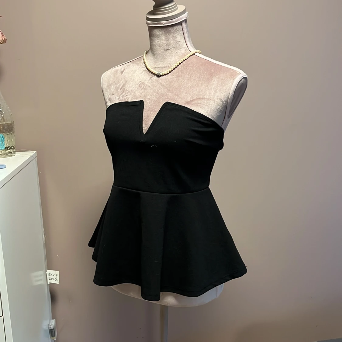 Svart peplum tubtopp - 2