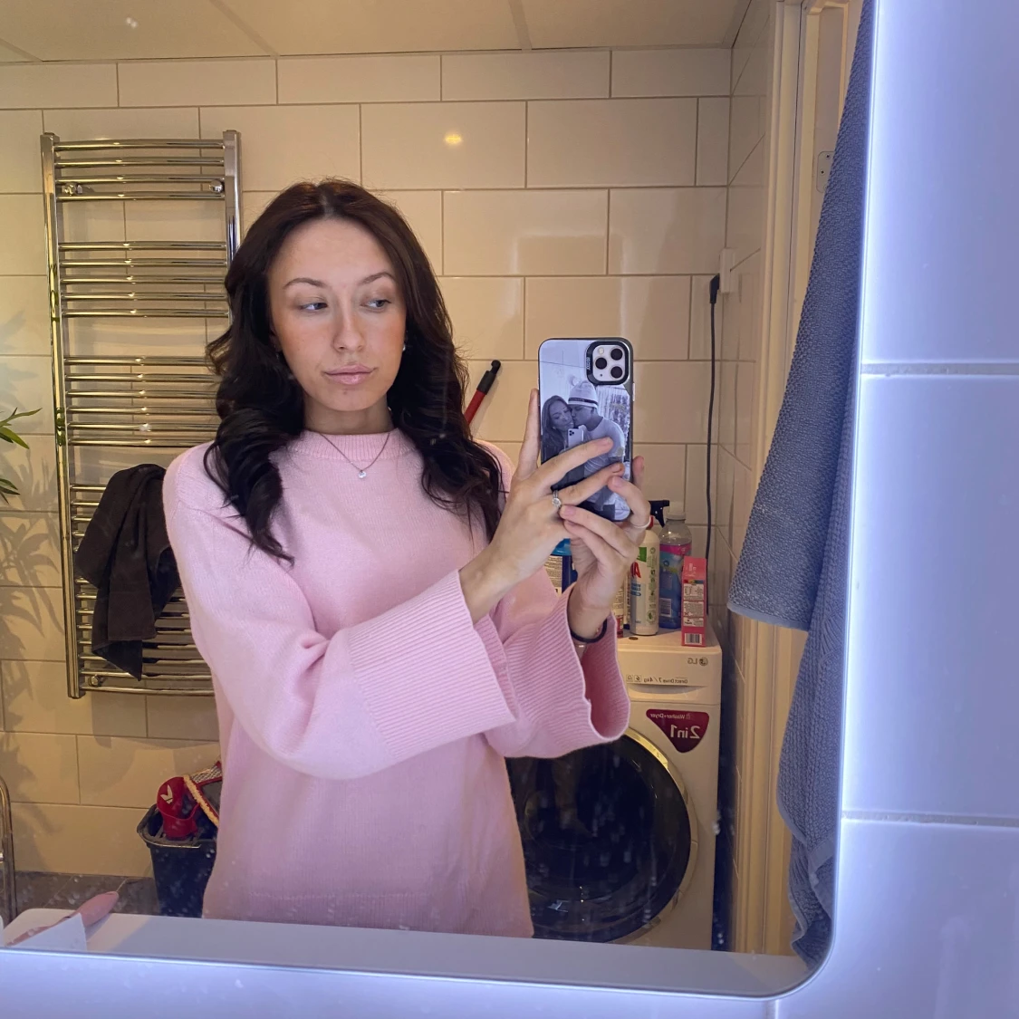 Ljusrosa stickad tröja