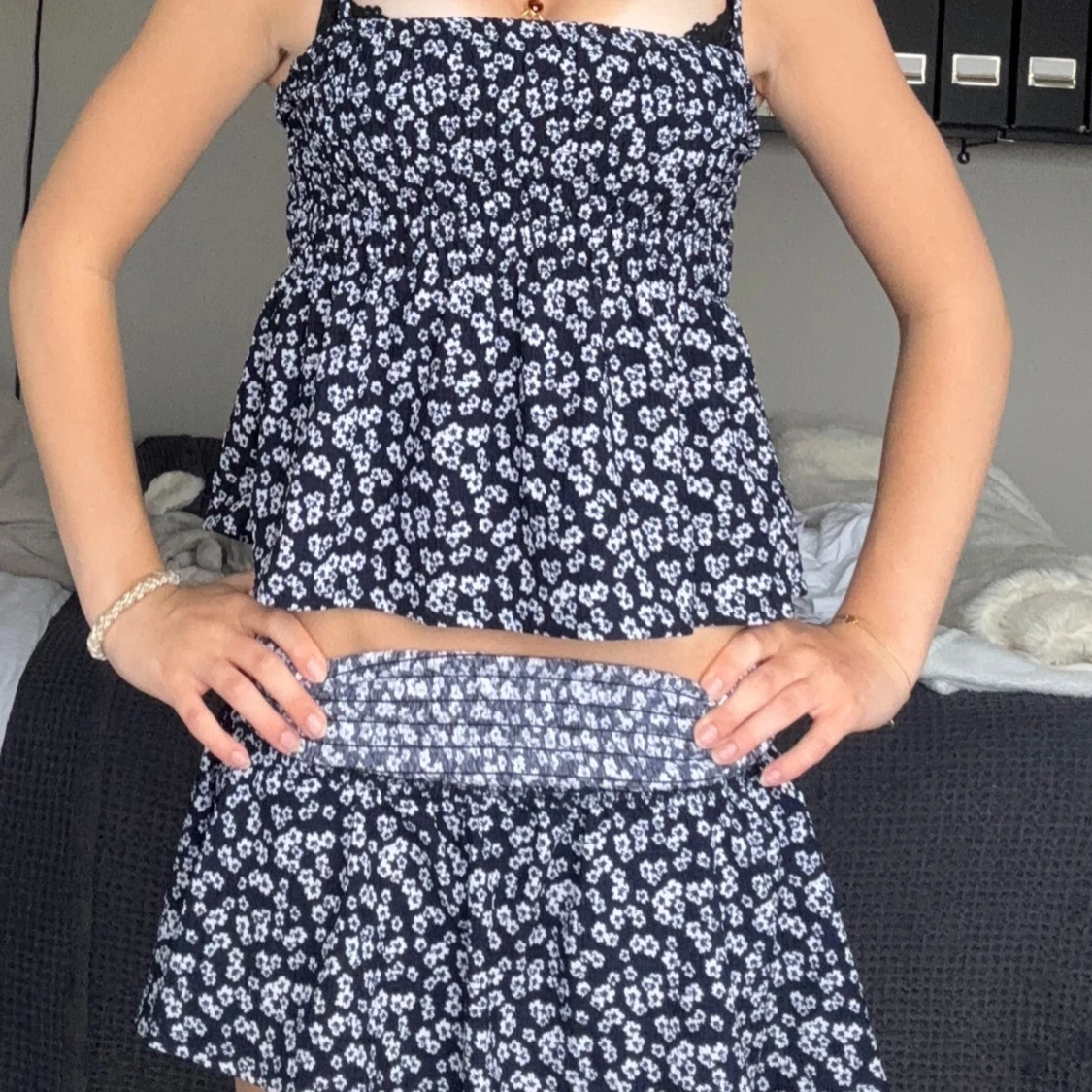 Blommig set med smock - 1